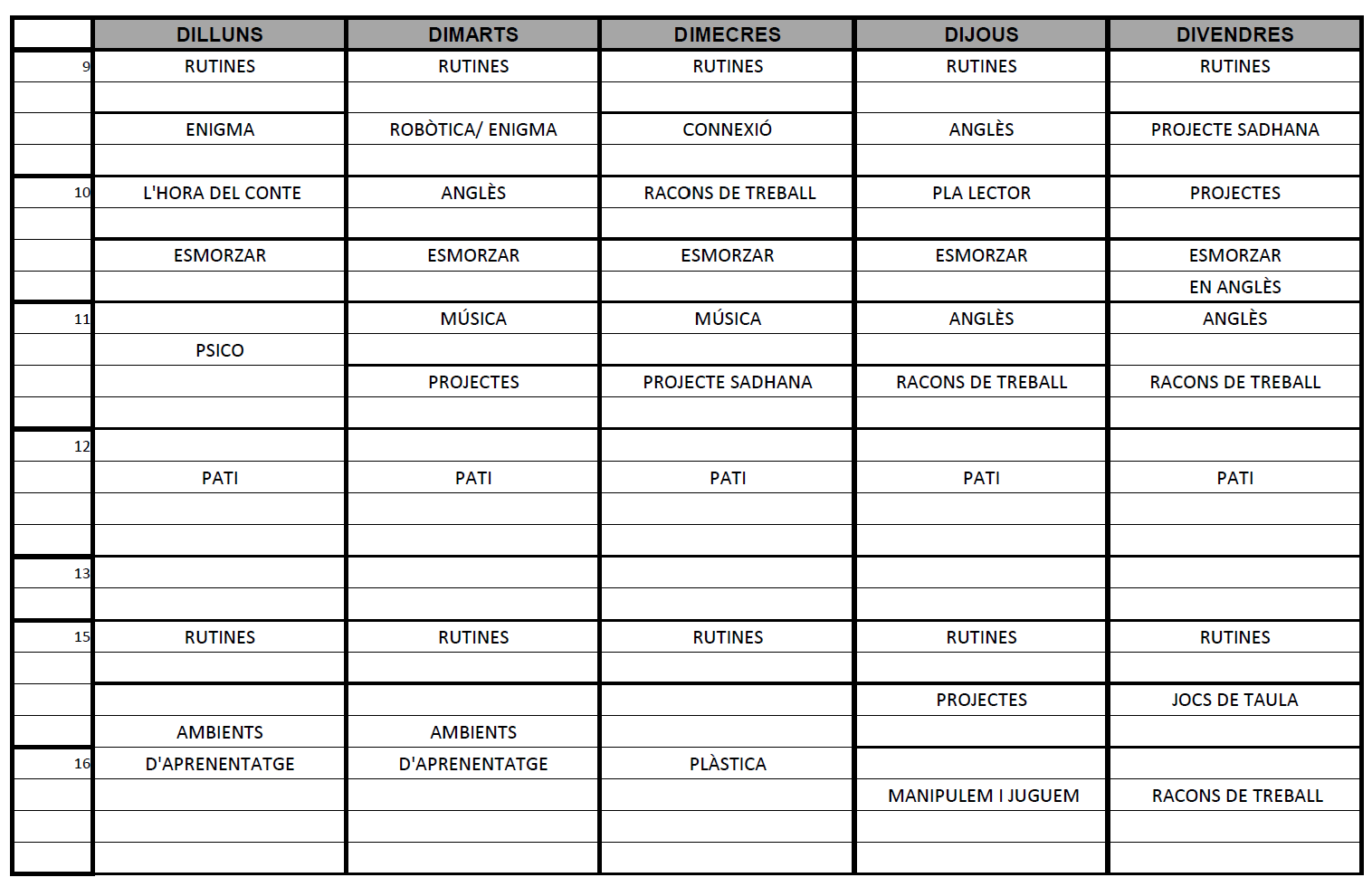 HORARI I4